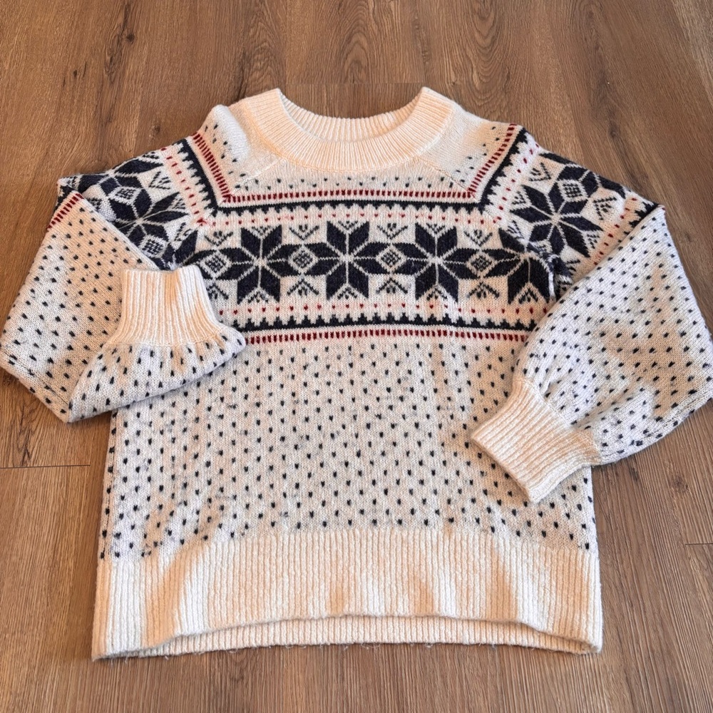 Abercrombie & Fitch Women’s Fair Isle Nordic Soft Pullover Sweater Cream Size S
